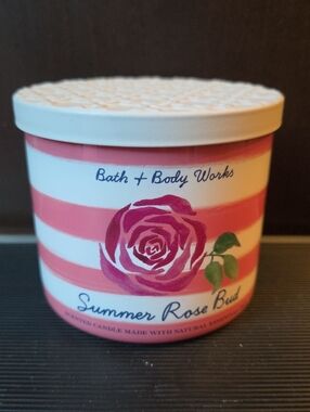 SUMMER ROSE BUD 3 wick Candle Bath And Body Works